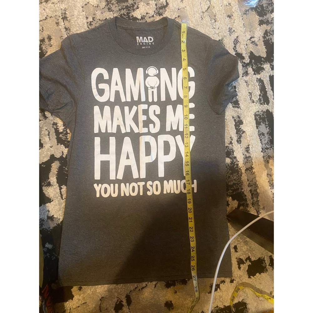 Mad Engine Gaming Makes Me Happy Graphic T-Shirt Mens Small Charcoal Heather - Picture 5 of 6